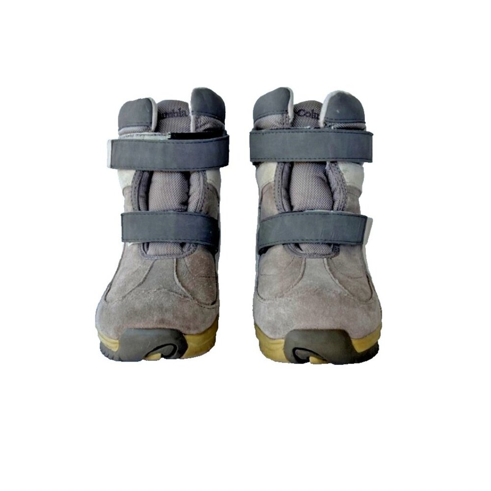 Columbia Nanuk Kids Winter Boots Brown Gray Insulated Hook & Loop Size 12 - Picture 2 of 11